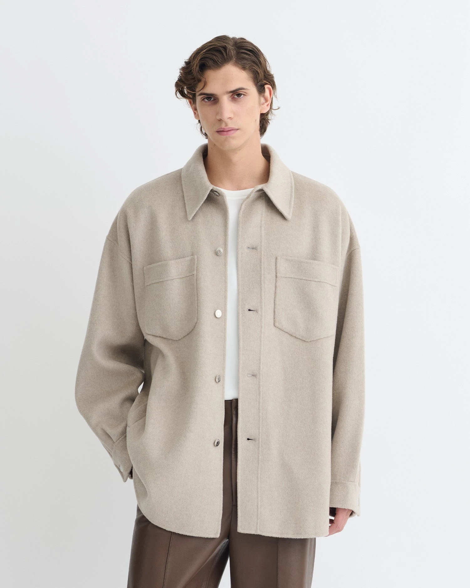 Nanushka Martin - Double Wool Overshirt - Stone 7 Nanushka Martin - Double Wool Overshirt - Stone - Image 7