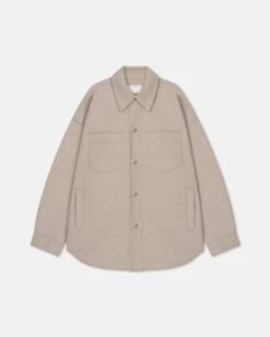 Nanushka Martin - Double Wool Overshirt - Stone 11 Nanushka Martin - Double Wool Overshirt - Stone -Nanushka Fashion Store NU25PFJK12492 MARTIN STONE DOUBLEWOOL