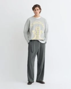 Nanushka Oswin - Merino And Terry Jacquard Sweater - Light Grey/Creme Papercut -Nanushka Fashion Store NU25PFSW13291 1