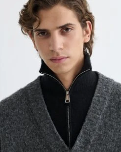 Nanushka Kylen - Contrast Brushed Merino Sweater - Charcoal/Black -Nanushka Fashion Store NU25PFSW17197 3 6fd4d23f 08e5 4fc6 a5cf c98fdf60af82