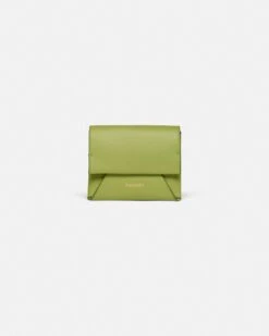 Nanushka Folded - Leather Cardholder - Lime/Moonbeam
