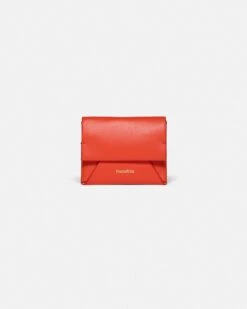 Nanushka Folded - Leather Cardholder - Red/Moonbeam