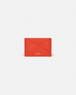 Nanushka Origami - Leather Cardholder - Red/Moonbeam
