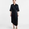 Nanushka Lais - Draped Front Shirt Dress - Black