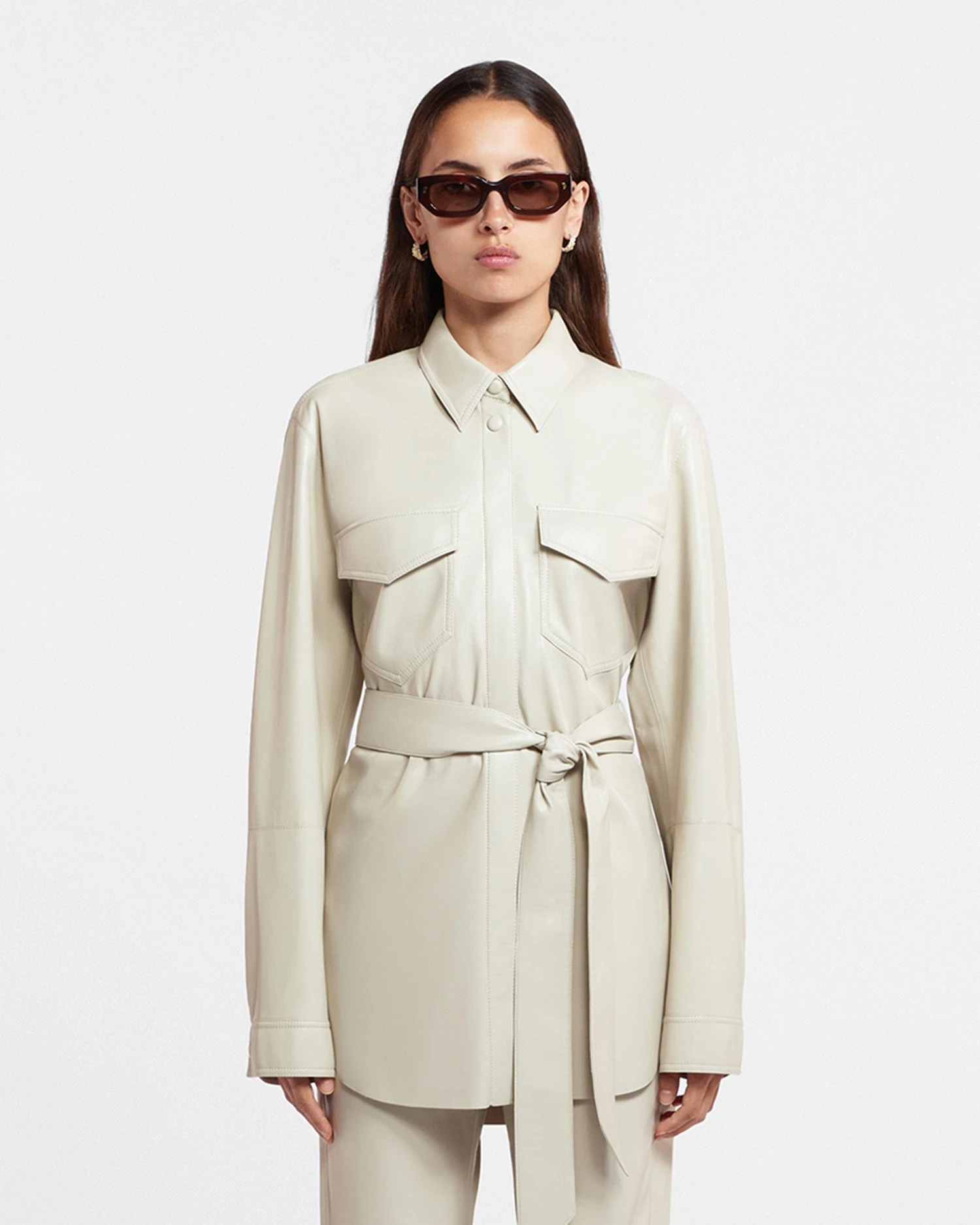 Nanushka Artha - Okobor™ Alt-Leather Shirt - Creme 1 Nanushka Artha - Okobor™ Alt-Leather Shirt - Creme