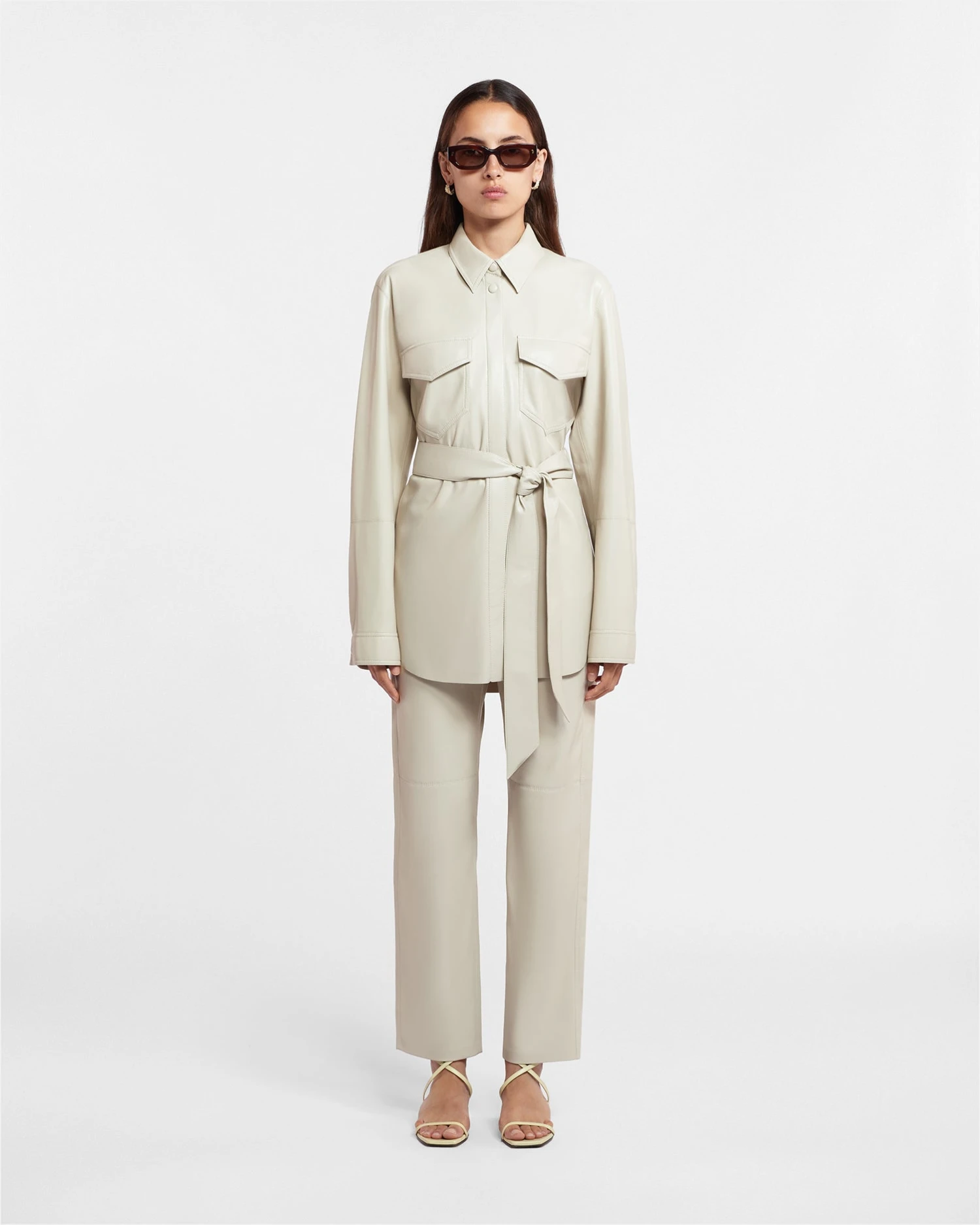 Nanushka Artha - Okobor™ Alt-Leather Shirt - Creme 2 Nanushka Artha - Okobor™ Alt-Leather Shirt - Creme - Image 2