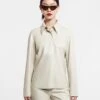 Nanushka Naum - Okobor™ Alt-Leather Shirt - Creme