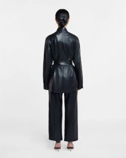 Nanushka Artha - Okobor™ Alt-Leather Shirt - Black 6 Nanushka Artha - Okobor™ Alt-Leather Shirt - Black -Nanushka Fashion Store NW22CRSH00299 ARTHA BLACK OKOBOR 03