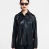 Nanushka Naum - Okobor™ Alt-Leather Shirt - Black