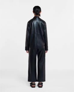 Nanushka Naum - Okobor™ Alt-Leather Shirt - Black -Nanushka Fashion Store NW22CRSH00399 NAUM BLACK OKOBOR 03