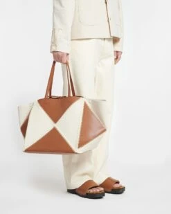 Nanushka Origami Tote Large - Alt-Nappa Crochet Tote - Off White/Tan/Crème -Nanushka Fashion Store NW23CRBG00471 THEORIGAMITOTELARGE OFFWHITE TAN CREME ALT NAPPAPW 840c9434 7513 4434 8a47 405809791576