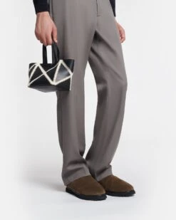 Nanushka Origami Tote Mini - Alt-Nappa Crochet Tote - Black/Crème -Nanushka Fashion Store NW23CRBG02599 THE ORIGAMI MINI BLACK CREAM ALT NAPPA PW 1