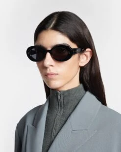 Nanushka Giva - Bio-Plastic Oval Sunglasses - Black -Nanushka Fashion Store NW23CRSG00591 GIVA BLACK BIO PLASTIC 1 1