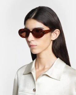 Nanushka Giva - Bio-Plastic Oval Sunglasses - Light Turtle -Nanushka Fashion Store NW23CRSG00776 GIVA BROWN BIO PLASTIC LIGHT TURTLE 1