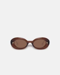 Nanushka Giva - Bio-Plastic Oval Sunglasses - Brown