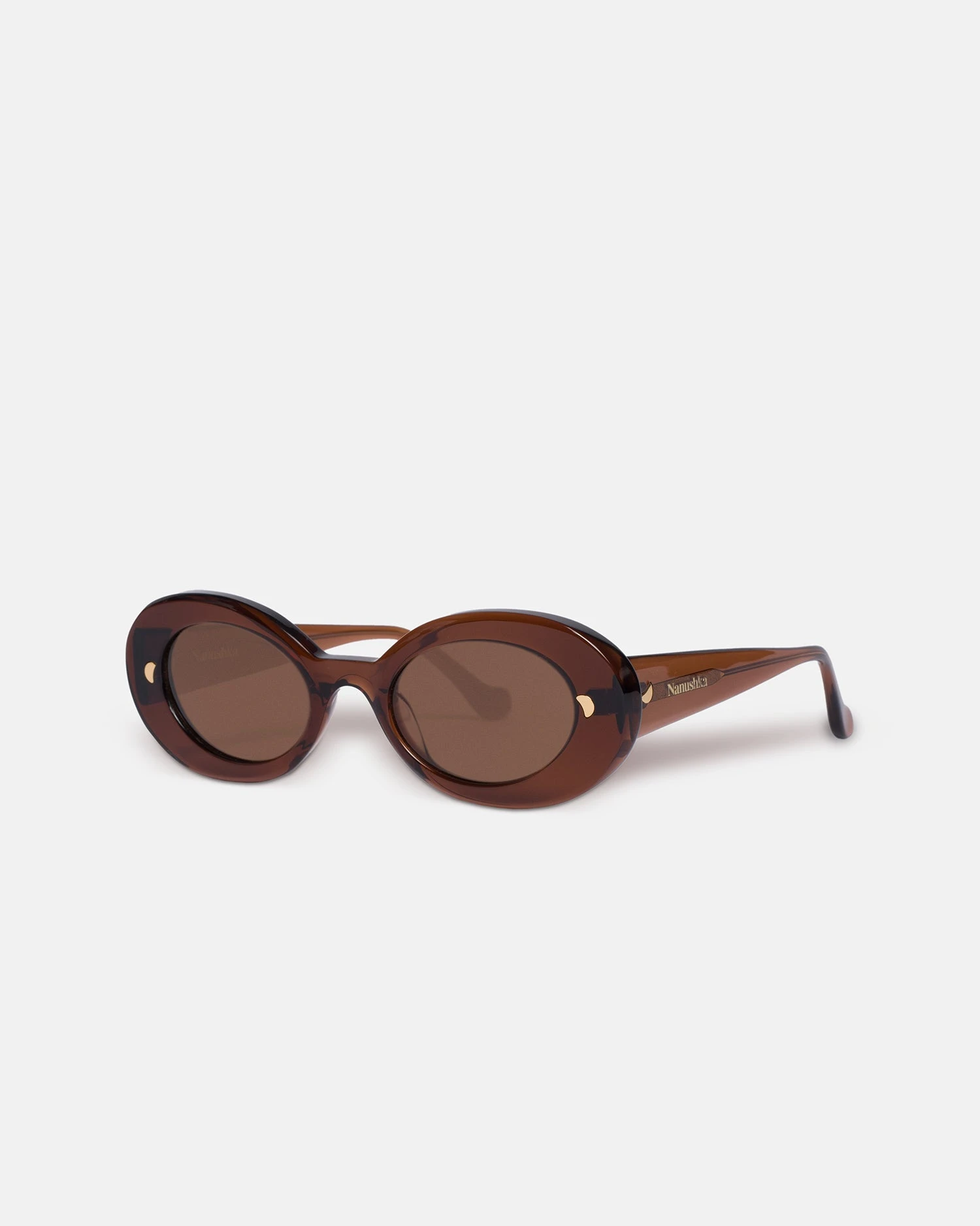 Nanushka Giva - Bio-Plastic Oval Sunglasses - Brown 2 Nanushka Giva - Bio-Plastic Oval Sunglasses - Brown - Image 2