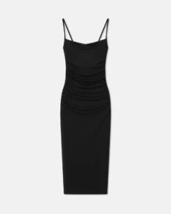 Nanushka Alexa - Mesh Jersey Midi Dress - Black -Nanushka Fashion Store NW24CRDR00299ALEXA BLACK SOLIDMESHJERSEY