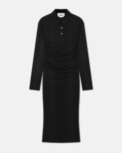 Nanushka Verity - Mesh Jersey Shirt Dress - Black -Nanushka Fashion Store NW24CRDR00399VERITY BLACK SOLIDMESHJERSEY 1