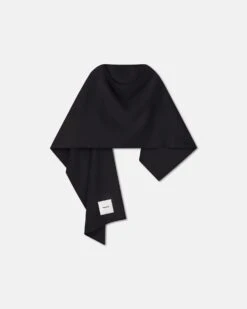 Nanushka Kamin - Wool And Silk-Blend Shawl - Black -Nanushka Fashion Store NW24CRSC00474KAMIN BLACK DOUBLEWOOL 1