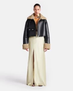 Nanushka Jemma - Bonded Shearling Jacket - Cornstalk/Black 8 Nanushka Jemma - Bonded Shearling Jacket - Cornstalk/Black -Nanushka Fashion Store NW24FWOW38170 JEMMA CORNSTALK BLACK BONDED SHEARLING 01