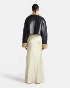 Nanushka Jemma - Bonded Shearling Jacket - Cornstalk/Black 9 Nanushka Jemma - Bonded Shearling Jacket - Cornstalk/Black -Nanushka Fashion Store NW24FWOW38170 JEMMA CORNSTALK BLACK BONDED SHEARLING 02
