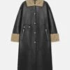 Nanushka Liesel - Bonded Shearling Coat - Cornstalk/Black