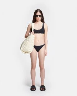 Nanushka Merve - Crochet Bikini Bottoms - Black -Nanushka Fashion Store NW24PFHT08099 MERVE BLACK CREME RECYCLEDNYLON CROCHET 1