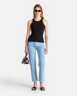 Nanushka Herve - Ribbed-Jersey Tank Top - Black -Nanushka Fashion Store NW24PFTP24851 HERVE BLACK COTTON RIB JERSEY 01