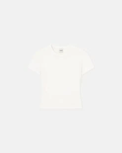Nanushka Axton - Cropped Ribbed Cotton-Jersey T-Shirt - Off White -Nanushka Fashion Store NW24PFTP2490 AXTON OFF WHITE COTTON RIB JERSEY