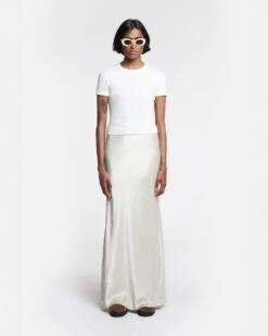 Nanushka Axton - Cropped Ribbed Cotton-Jersey T-Shirt - Off White