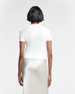 Nanushka Axton - Cropped Ribbed Cotton-Jersey T-Shirt - Off White -Nanushka Fashion Store NW24PFTP2490 AXTON OFF WHITE COTTON RIB JERSEY 4