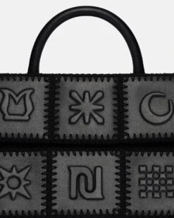 Nanushka The SANDI Symbol - Top Handle Bag - Black 9 Nanushka The SANDI Symbol - Top Handle Bag - Black -Nanushka Fashion Store NW25CRBG01399SANDISYMBOL BLACK BLACK ALT NAPPA CROCHET 04