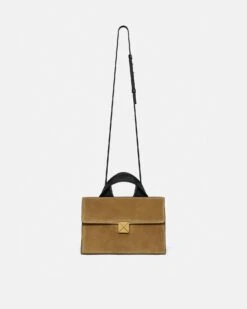 Nanushka The SANDI Lock - Top Handle Bag - Brown Suede -Nanushka Fashion Store NW25CRBG09477SANDILOCK BROWN SUEDE 06 59228139 96bc 4278 bd78 da7ed0469313
