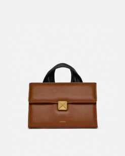 Nanushka The SANDI Lock - Top Handle Bag - Tan