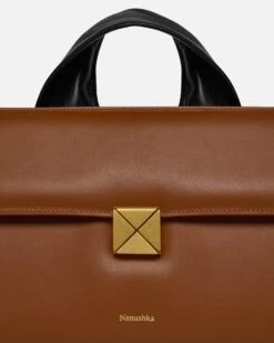 Nanushka The SANDI Lock - Top Handle Bag - Tan -Nanushka Fashion Store NW25CRBG09503SANDILOCK TAN LEATHER 04 27882de1 cfcb 412c b0f3 194867360c34