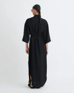 Nanushka Damala - Tech Linen Shirt Dress - Black 5 Nanushka Damala - Tech Linen Shirt Dress - Black -Nanushka Fashion Store NW25FWDR03399 DAMALA BLACK TECH LINEN 02