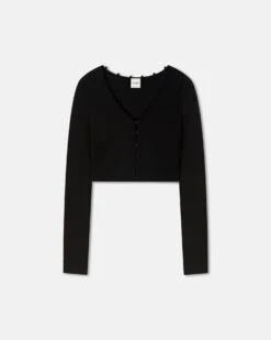 Nanushka Dovie - Cropped Cardigan - Black -Nanushka Fashion Store NW25PFCA05099DOVIE BLACK COMPACTVISCOSE