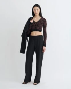 Nanushka Dovie - Cropped Cardigan - Symbol Tile Mahogany