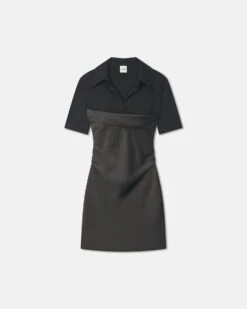 Nanushka Heceta - Mesh Jersey And Slip Satin Mini Dress - Dark Green/Anthracite 9 Nanushka Heceta - Mesh Jersey And Slip Satin Mini Dress - Dark Green/Anthracite -Nanushka Fashion Store NW25PFDR03269HECETA DARKGREENANTHRACITE SLIPSATINMESHJERSEY