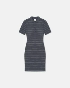 Nanushka Safiyah - Striped Terry Merino Mini Dress - Grey Stripe -Nanushka Fashion Store NW25PFDR04194SAFIYAH GREYSTRIPE TERRYMERINO