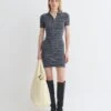 Nanushka Safiyah - Striped Terry Merino Mini Dress - Grey Stripe