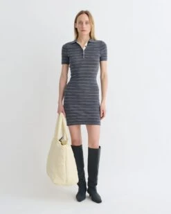Nanushka Safiyah - Striped Terry Merino Mini Dress - Grey Stripe