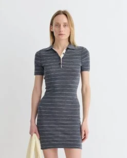 Nanushka Safiyah - Striped Terry Merino Mini Dress - Grey Stripe -Nanushka Fashion Store NW25PFDR04194 3