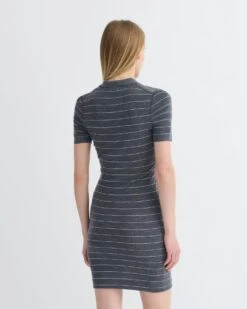 Nanushka Safiyah - Striped Terry Merino Mini Dress - Grey Stripe -Nanushka Fashion Store NW25PFDR04194 4