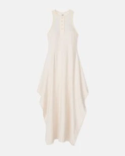 Nanushka Thoosa - Draped Crepe Melange Midi Dress - Creme -Nanushka Fashion Store NW25PFDR11305THOOSA CREME CREPEMELANGE
