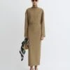 Nanushka Jamson - Draped Paper Jersey Turtleneck Dress - Brown