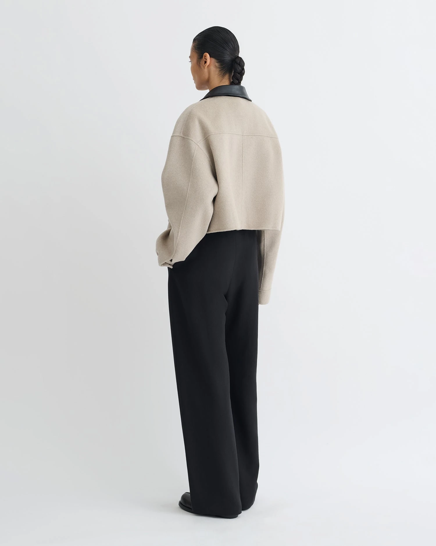 Nanushka Phebe - Cropped Double Wool Jacket - Stone/Black 4 Nanushka Phebe - Cropped Double Wool Jacket - Stone/Black - Image 4