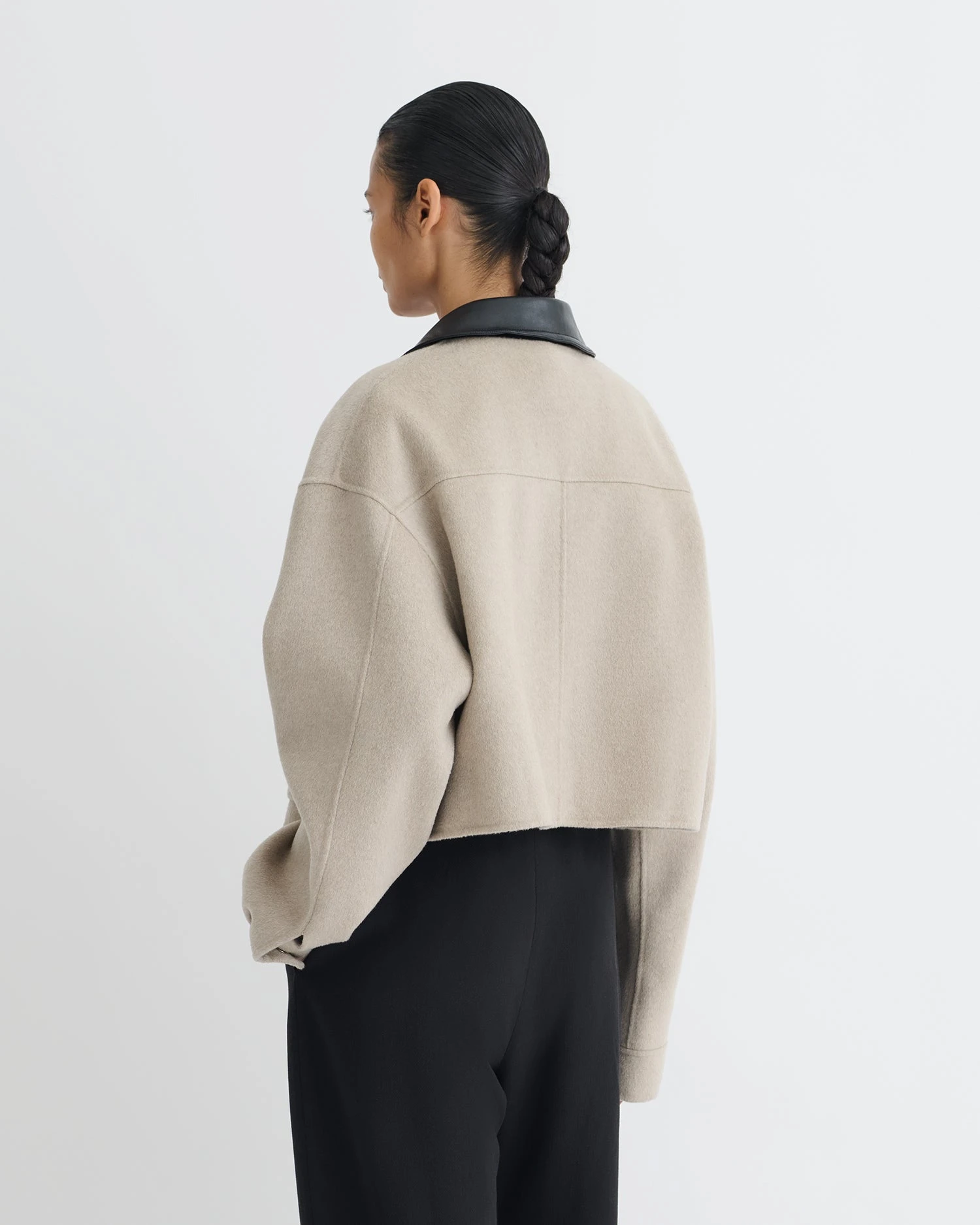 Nanushka Phebe - Cropped Double Wool Jacket - Stone/Black 2 Nanushka Phebe - Cropped Double Wool Jacket - Stone/Black - Image 2