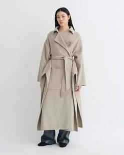 Nanushka Salima - Double Wool Robe Coat - Stone -Nanushka Fashion Store NW25PFOW12792 1