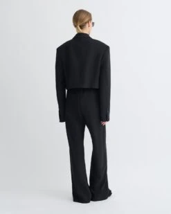 Nanushka Rony - Cropped Crepe Twill Blazer - Black -Nanushka Fashion Store NW25PFOW14399 2